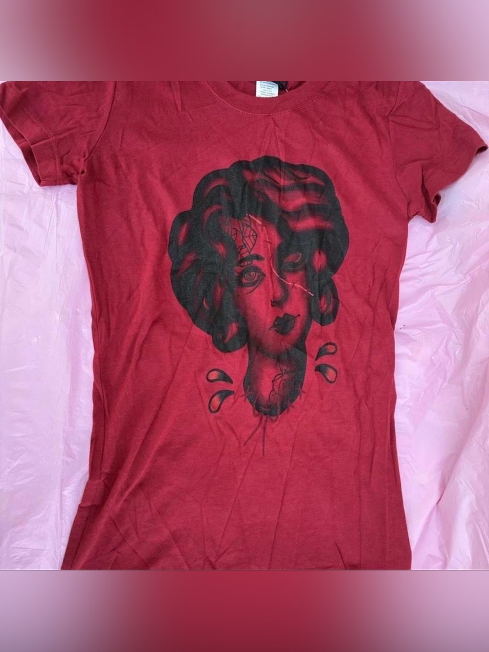 Rock Steady Women’s Red Graphic Women's Tee Shirt Retro Goth NWT Sz S